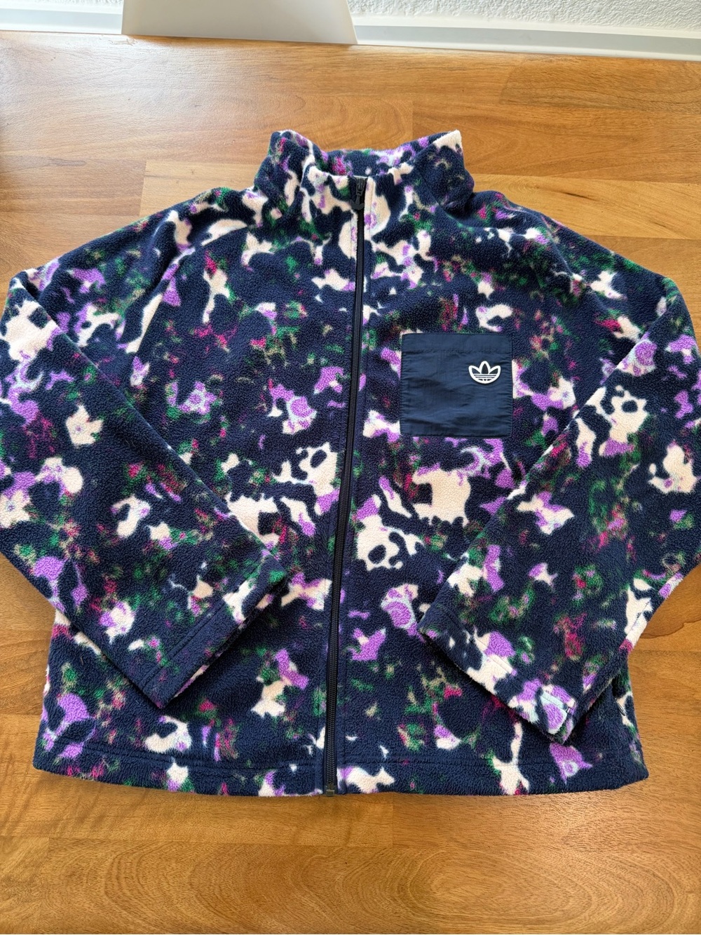 adidas Navy Multicolor Fleece Full-Zip Jacket Women’s Size 14
